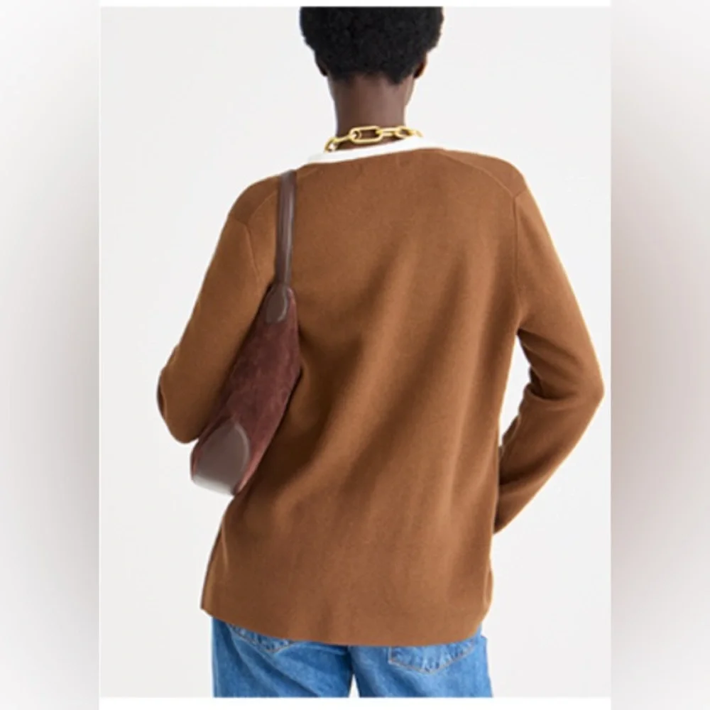 J. Crew Camel Wool Blend Cardigan with Gold Buttons - Picture 3 of 12